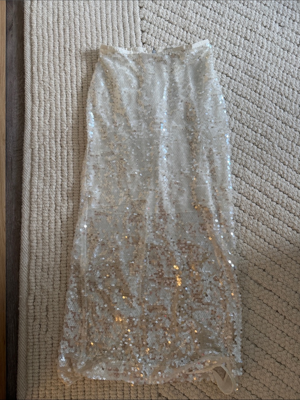Zara Ivory Sequin Maxi Skirt